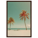 "Tropical Serenity" – A Coastal Escape | Palm Beach Wall art Print - 60x90 cm / 24x36″ - Framed Canvas - Dark wood frame