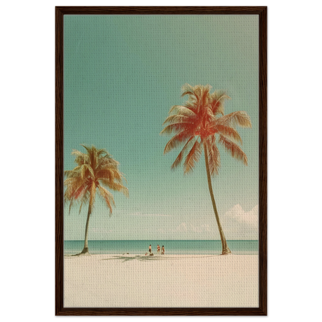 "Tropical Serenity" – A Coastal Escape | Palm Beach Wall art Print - 60x90 cm / 24x36″ - Framed Canvas - Dark wood frame