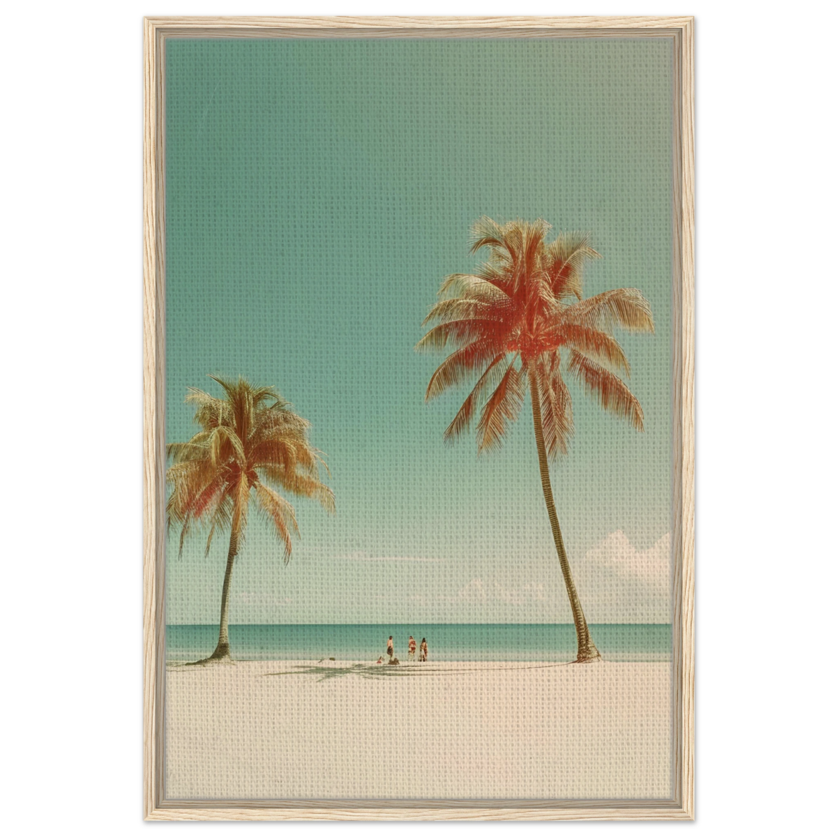 "Tropical Serenity" – A Coastal Escape | Palm Beach Wall art Print - 60x90 cm / 24x36″ - Framed Canvas - Wood frame