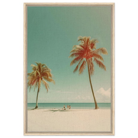 "Tropical Serenity" – A Coastal Escape | Palm Beach Wall art Print - 60x90 cm / 24x36″ - Framed Canvas - Wood frame