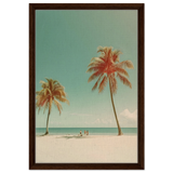 "Tropical Serenity" – A Coastal Escape | Palm Beach Wall art Print - 40x60 cm / 16x24″ - Framed Canvas - Dark wood frame