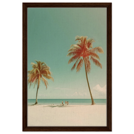 "Tropical Serenity" – A Coastal Escape | Palm Beach Wall art Print - 40x60 cm / 16x24″ - Framed Canvas - Dark wood frame