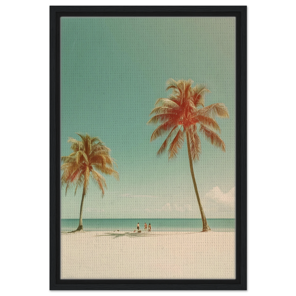 "Tropical Serenity" – A Coastal Escape | Palm Beach Wall art Print - 40x60 cm / 16x24″ - Framed Canvas - Black frame