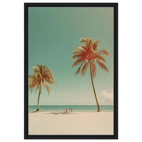 "Tropical Serenity" – A Coastal Escape | Palm Beach Wall art Print - 50x75 cm / 20x30″ - Framed Canvas - Black frame