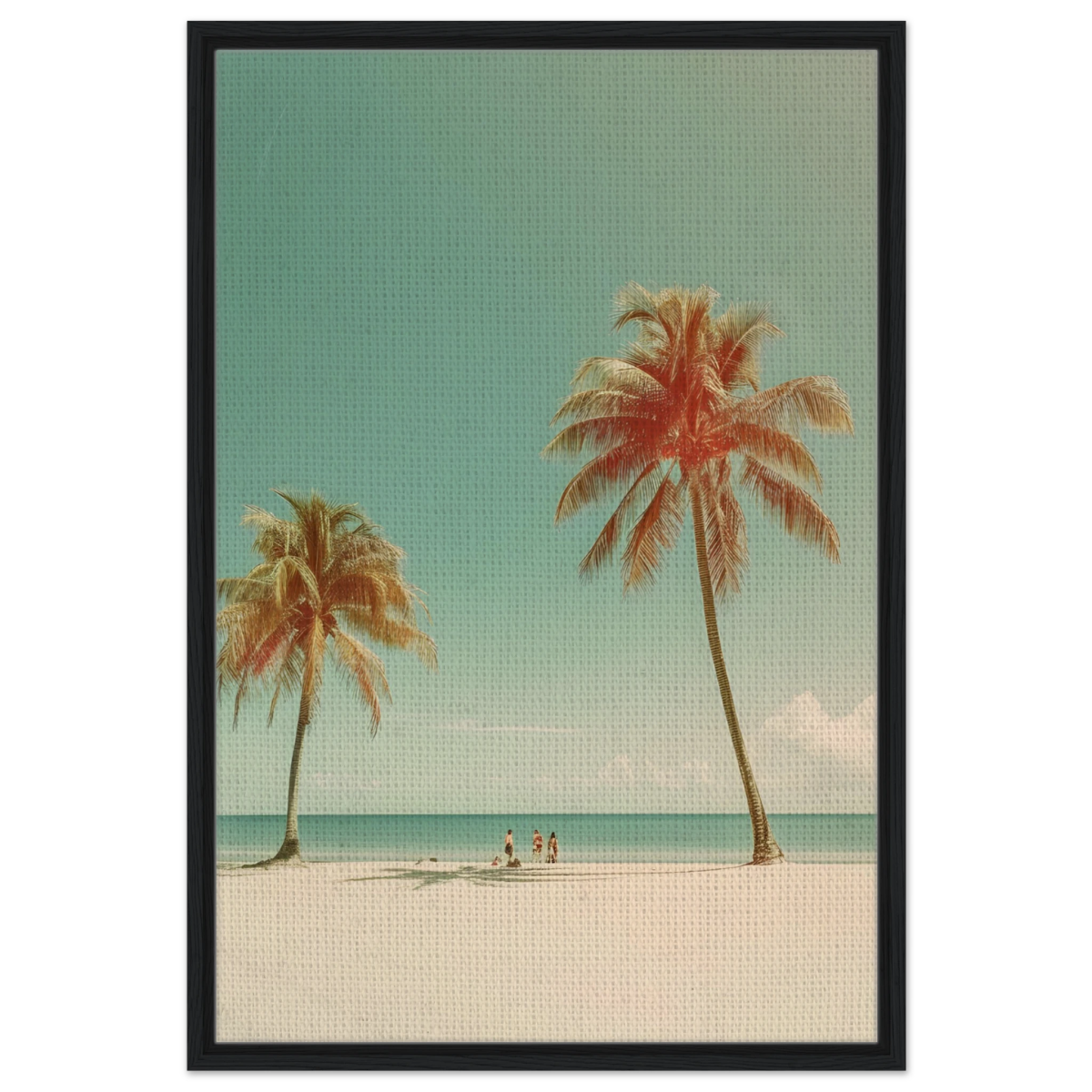 "Tropical Serenity" – A Coastal Escape | Palm Beach Wall art Print - 60x90 cm / 24x36″ - Framed Canvas - Black frame