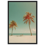 "Tropical Serenity" – A Coastal Escape | Palm Beach Wall art Print - 60x90 cm / 24x36″ - Framed Canvas - Black frame