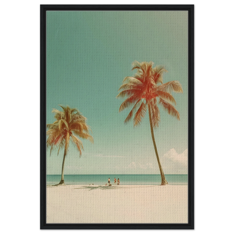 "Tropical Serenity" – A Coastal Escape | Palm Beach Wall art Print - 60x90 cm / 24x36″ - Framed Canvas - Black frame