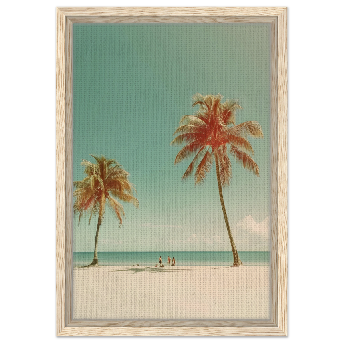 "Tropical Serenity" – A Coastal Escape | Palm Beach Wall art Print - 30x45 cm / 12x18″ - Framed Canvas - Wood frame