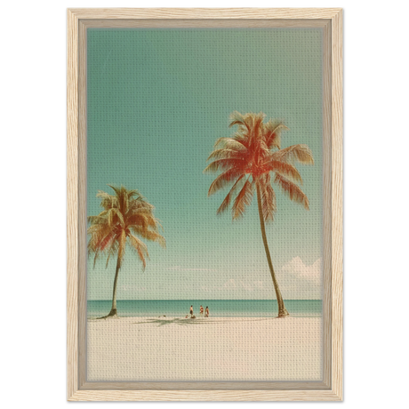 "Tropical Serenity" – A Coastal Escape | Palm Beach Wall art Print - 30x45 cm / 12x18″ - Framed Canvas - Wood frame