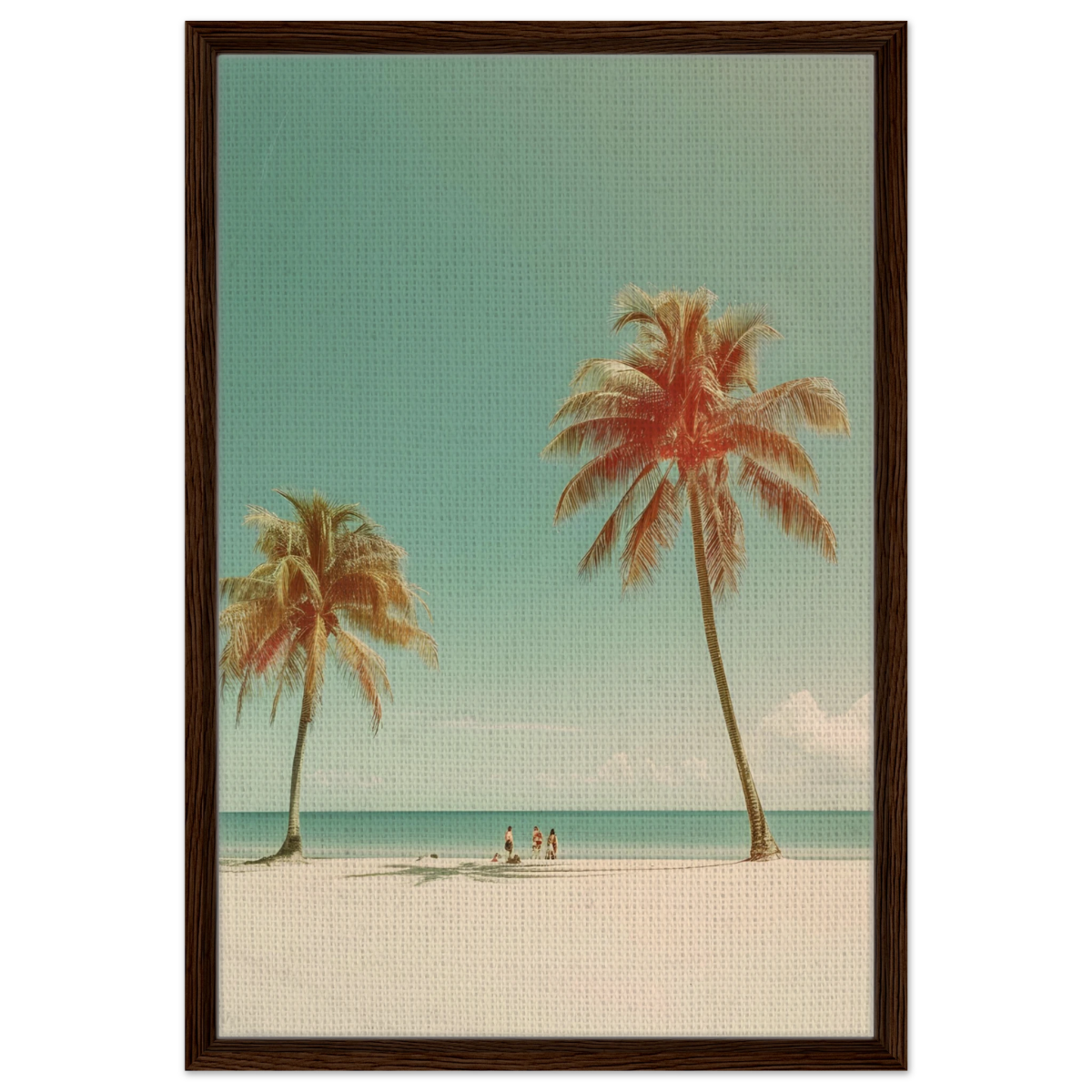 "Tropical Serenity" – A Coastal Escape | Palm Beach Wall art Print - 50x75 cm / 20x30″ - Framed Canvas - Dark wood frame