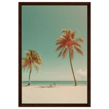 "Tropical Serenity" – A Coastal Escape | Palm Beach Wall art Print - 50x75 cm / 20x30″ - Framed Canvas - Dark wood frame