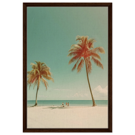 "Tropical Serenity" – A Coastal Escape | Palm Beach Wall art Print - 50x75 cm / 20x30″ - Framed Canvas - Dark wood frame
