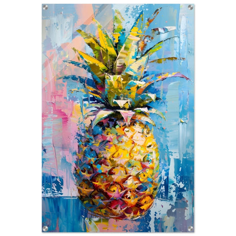 Tropical Vibes – Pineapple Burst | Abstract Expressionism - 60x90 cm / 24x36″ - Acrylic Print - 