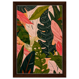 "Tropical Whispers" – A Lush Botanical Escape | Contemporary Botanical Art Wall art print - 30x45 cm / 12x18″ - Framed Canvas - Dark wood frame