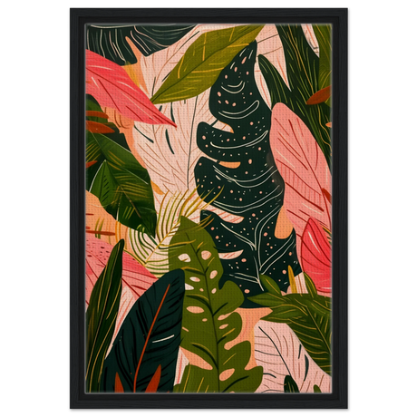 "Tropical Whispers" – A Lush Botanical Escape | Contemporary Botanical Art Wall art print - 40x60 cm / 16x24″ - Framed Canvas - Black frame