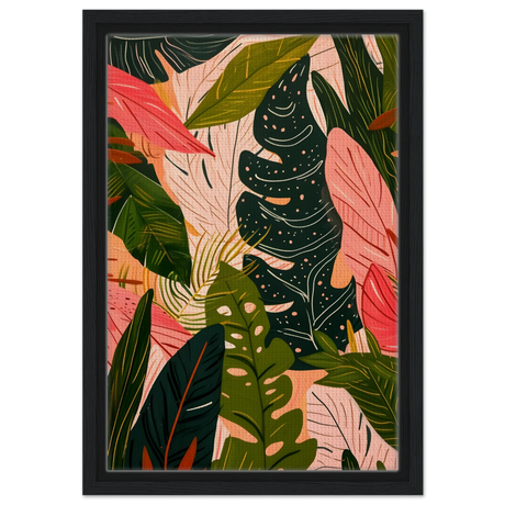 "Tropical Whispers" – A Lush Botanical Escape | Contemporary Botanical Art Wall art print - 30x45 cm / 12x18″ - Framed Canvas - Black frame