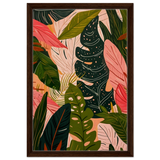 "Tropical Whispers" – A Lush Botanical Escape | Contemporary Botanical Art Wall art print - 40x60 cm / 16x24″ - Framed Canvas - Dark wood frame