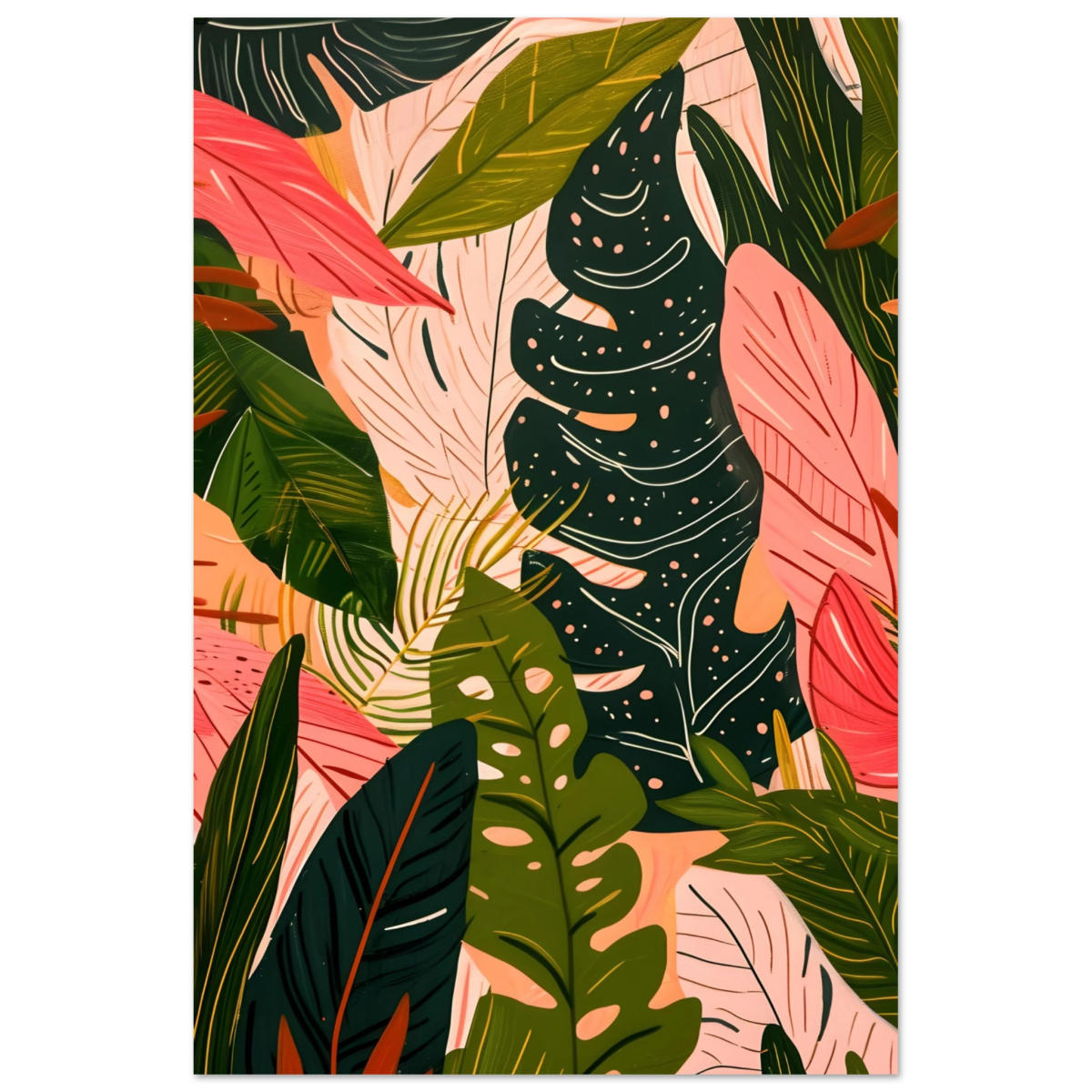 "Tropical Whispers" – A Lush Botanical Escape | Contemporary Botanical Art Wall art print - 30x45 cm / 12x18″ - Aluminum Print - 