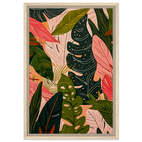 "Tropical Whispers" – A Lush Botanical Escape | Contemporary Botanical Art Wall art print - 40x60 cm / 16x24″ - Framed Canvas - Wood frame