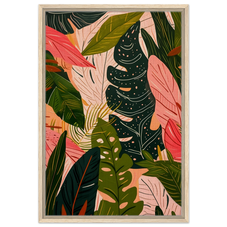 "Tropical Whispers" – A Lush Botanical Escape | Contemporary Botanical Art Wall art print - 50x75 cm / 20x30″ - Framed Canvas - Wood frame