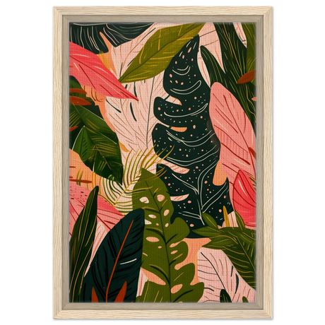 "Tropical Whispers" – A Lush Botanical Escape | Contemporary Botanical Art Wall art print - 30x45 cm / 12x18″ - Framed Canvas - Wood frame