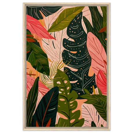 "Tropical Whispers" – A Lush Botanical Escape | Contemporary Botanical Art Wall art print - 60x90 cm / 24x36″ - Framed Canvas - Wood frame