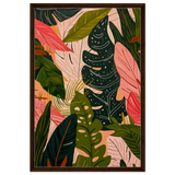 "Tropical Whispers" – A Lush Botanical Escape | Contemporary Botanical Art Wall art print - 60x90 cm / 24x36″ - Framed Canvas - Dark wood frame