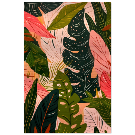 "Tropical Whispers" – A Lush Botanical Escape | Contemporary Botanical Art Wall art print - 60x90 cm / 24x36″ - Brushed Aluminum Print - 