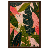 "Tropical Whispers" – A Lush Botanical Escape | Contemporary Botanical Art Wall art print - 50x75 cm / 20x30″ - Framed Canvas - Dark wood frame