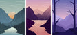 Twilight Peaks: A Mountain Trilogy | Bedroom Trio Set | Wall Art Print - Canvas - 30X45 CM / 12X18″ - 