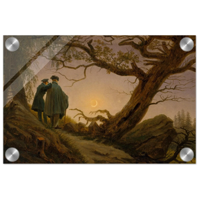 Two Men Contemplating the Moon by Caspar David Friedrich | Romantic Landscape Wall Art Print - Acrylic Print - 20x30 cm / 8x12″ - 