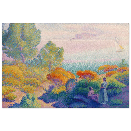 Two Women by the Shore, Mediterranean (1896) by Henri - Edmond Cross | Vintage Nature wall art print - Aluminum Print - 30x45 cm / 12x18″ - 