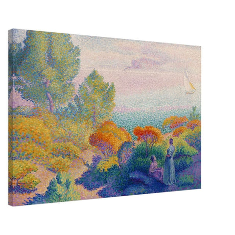 Two Women by the Shore, Mediterranean (1896) by Henri - Edmond Cross | Vintage Nature wall art print - Canvas - 50x75 cm / 20x30″ - 