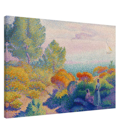 Two Women by the Shore, Mediterranean (1896) by Henri - Edmond Cross | Vintage Nature wall art print - Canvas - 60x90 cm / 24x36″ - 