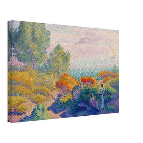 Two Women by the Shore, Mediterranean (1896) by Henri - Edmond Cross | Vintage Nature wall art print - Canvas - 30x45 cm / 12x18″ - 