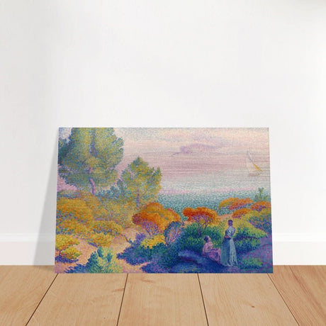 Two Women by the Shore, Mediterranean (1896) by Henri - Edmond Cross | Vintage Nature wall art print - Brushed Aluminum Print - 60x90 cm / 24x36″ - 