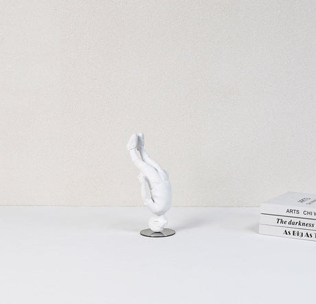 Upside Down Boy Sculpture – Modern Abstract White Resin Figurine for Creative Home & Contemporary Art Décor - Upside Down Boy Ornament - 