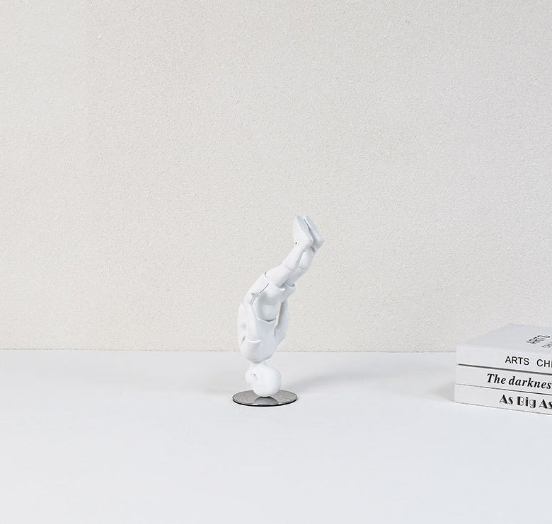 Upside Down Boy Sculpture – Modern Abstract White Resin Figurine for Creative Home & Contemporary Art Décor - Upside Down Boy Ornament - 