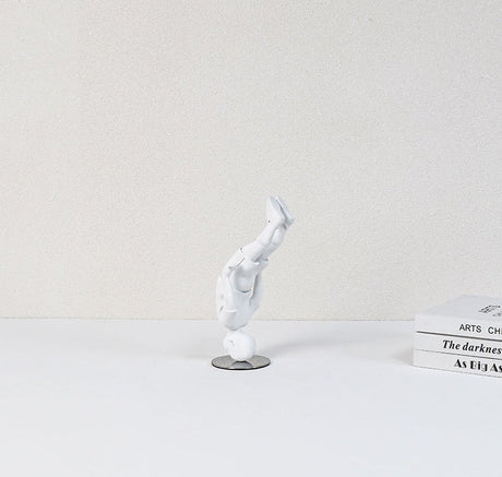 Upside Down Boy Sculpture – Modern Abstract White Resin Figurine for Creative Home & Contemporary Art Décor - Upside Down Boy Ornament - 