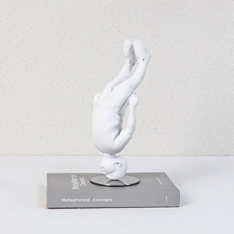 Upside Down Boy Sculpture – Modern Abstract White Resin Figurine for Creative Home & Contemporary Art Décor - Upside Down Boy Ornament - 