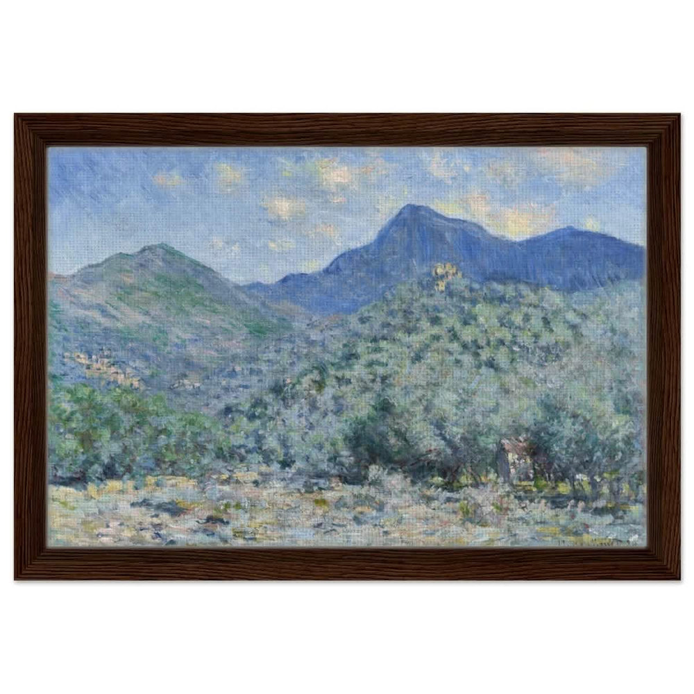 Valle Buona, Near Bordighera (1884) by Claude Monet | wall art print - 30x45 cm / 12x18″ - Framed Canvas - Dark wood frame