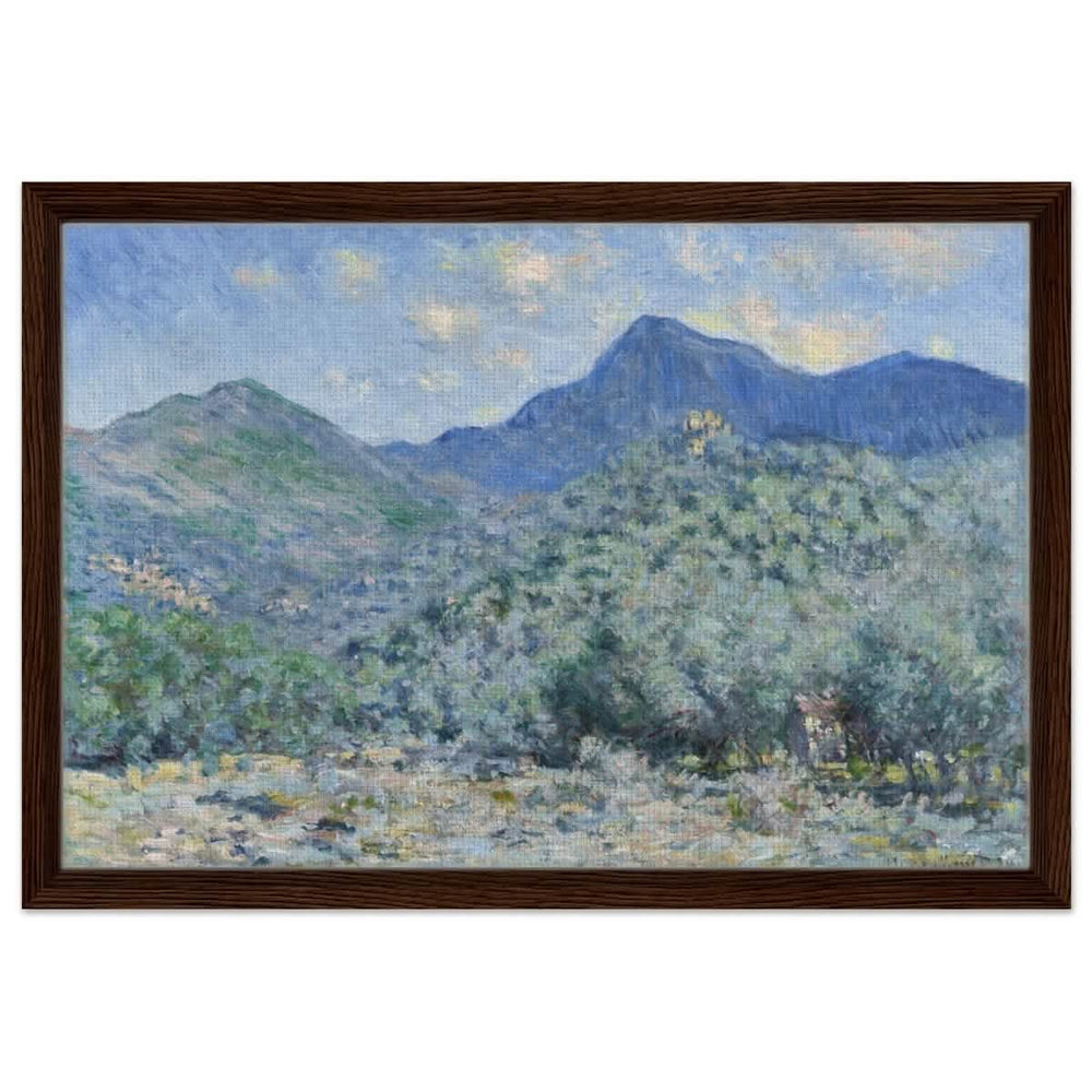 Valle Buona, Near Bordighera (1884) by Claude Monet | wall art print - 40x60 cm / 16x24″ - Framed Canvas - Dark wood frame