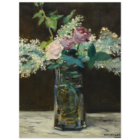Vase of White Lilacs and Roses (1883) by Edouard Manet | wall art print - 30x40 cm / 12x16″ - Wood Prints - 