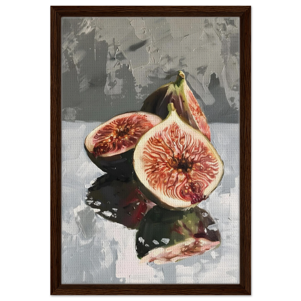“Velvet Figs” | Wall Art Print - Framed Canvas - 40x60 cm / 16x24″ - Dark wood frame