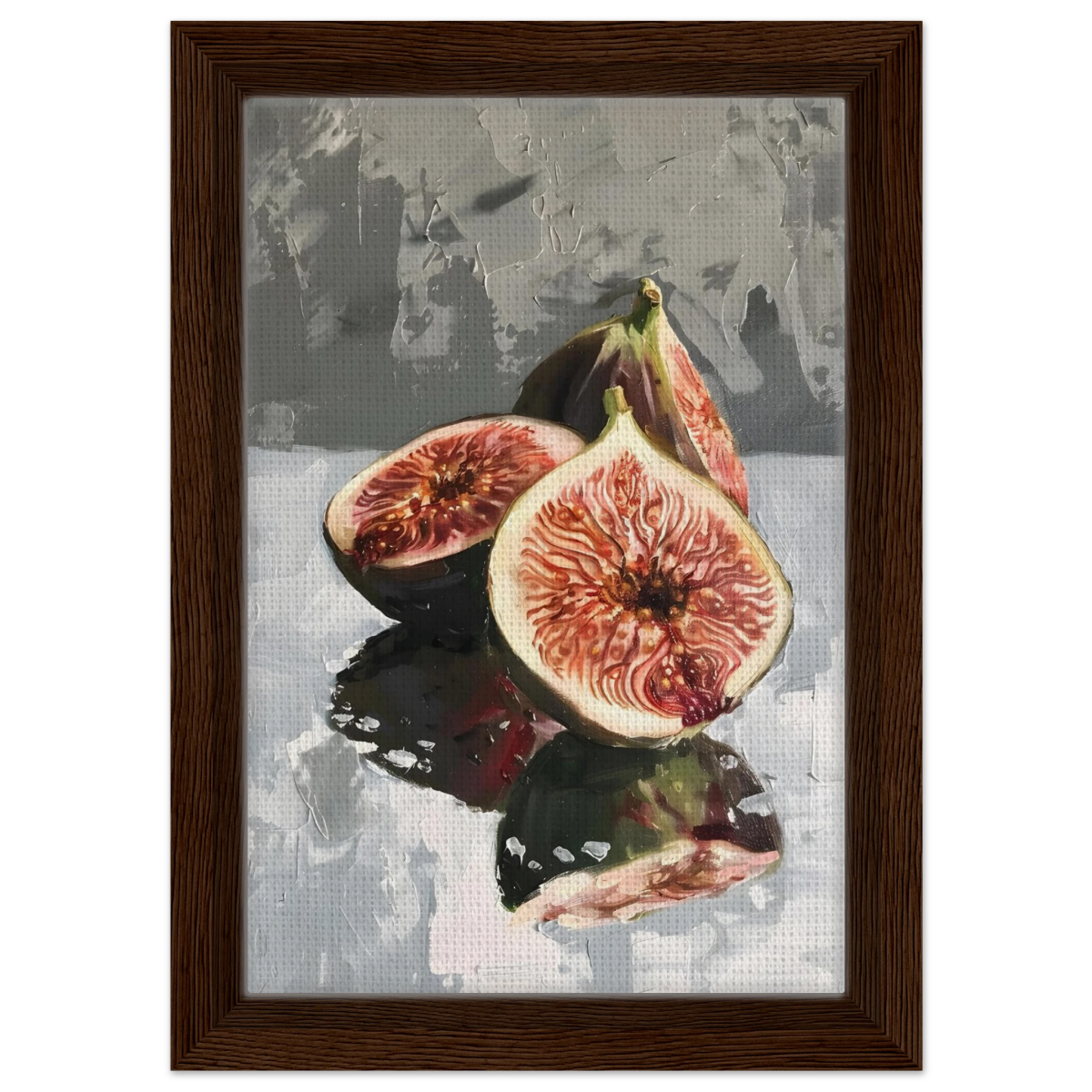 “Velvet Figs” | Wall Art Print - Framed Canvas - 20x30 cm / 8x12″ - Dark wood frame