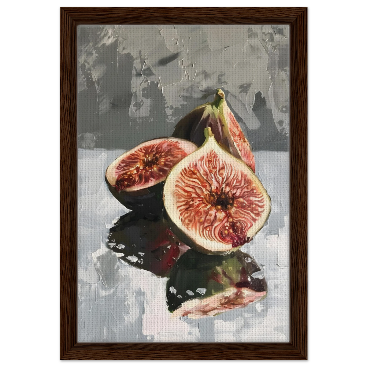 “Velvet Figs” | Wall Art Print - Framed Canvas - 30x45 cm / 12x18″ - Dark wood frame