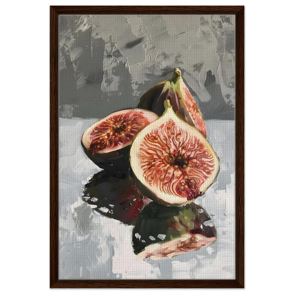 “Velvet Figs” | Wall Art Print - Framed Canvas - 50x75 cm / 20x30″ - Dark wood frame