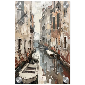 Venetian Canal Serenity – Gondola Boats Wall Art Print - Acrylic Print - 20x30 cm / 8x12″ - 