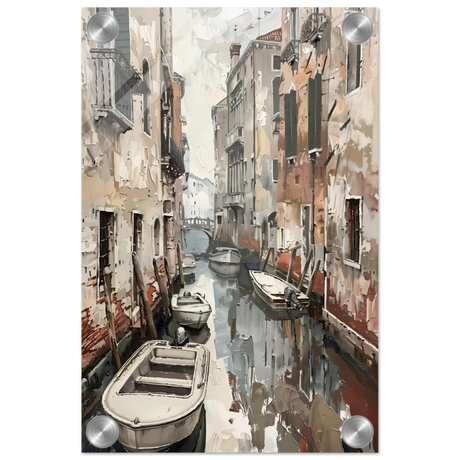 Venetian Canal Serenity – Gondola Boats Wall Art Print - Acrylic Print - 20x30 cm / 8x12″ - 