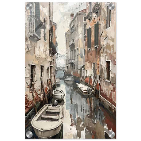 Venetian Canal Serenity – Gondola Boats Wall Art Print - Acrylic Print - 30x45 cm / 12x18″ - 